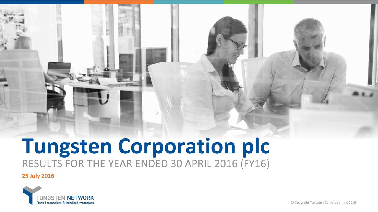 Tungsten Corp. 2016 Q1 Results Earnings Call Slides Tungsten Corp